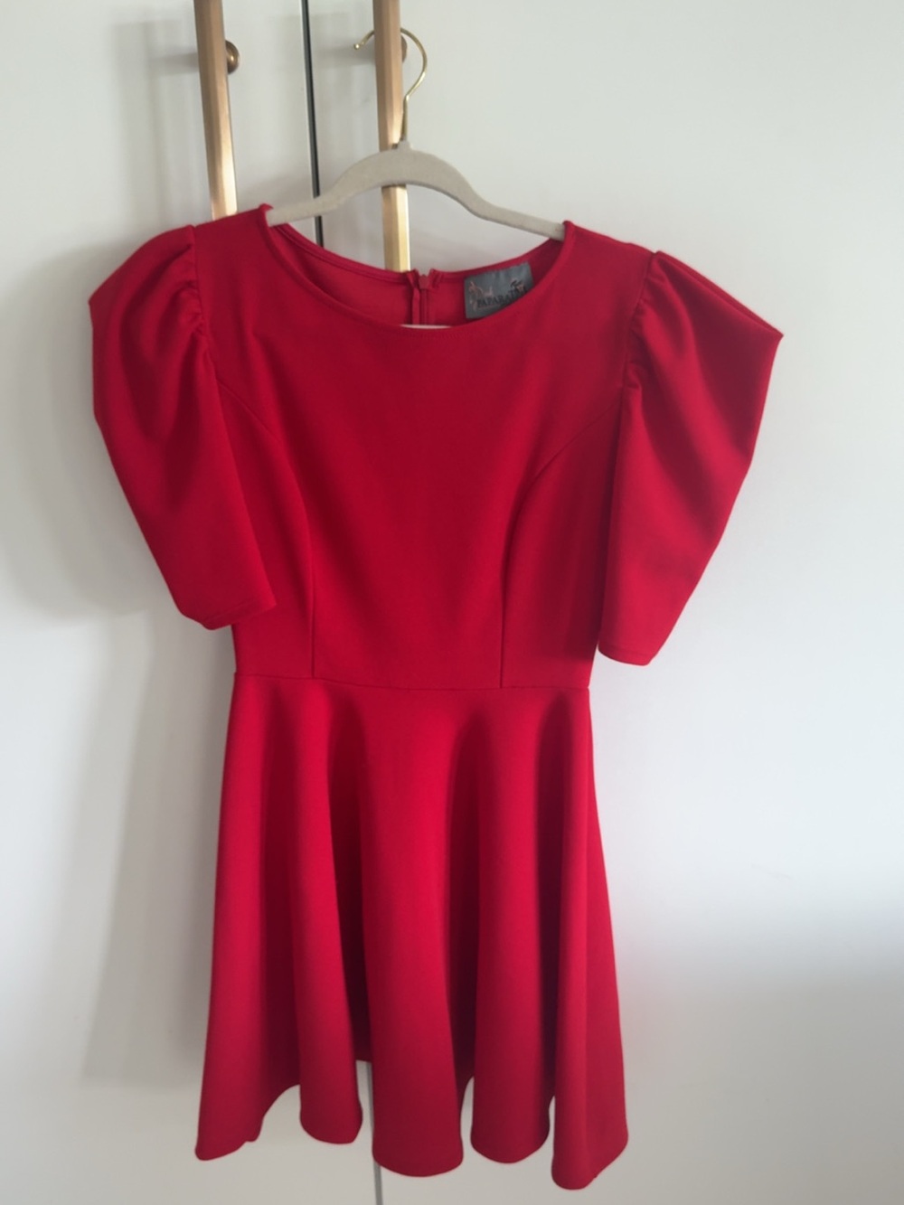 Vibrant Red Puff-Sleeve Mini Dress